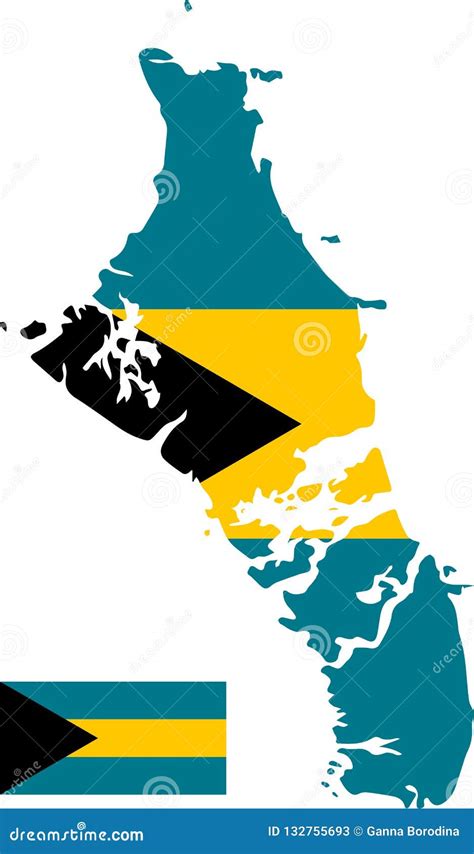 Vector Map of Bahamas with Flag. Isolated, White Background Stock Illustration - Illustration of ...