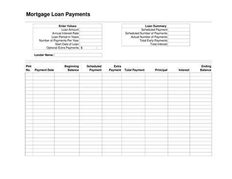 Printable Payment Schedule Template