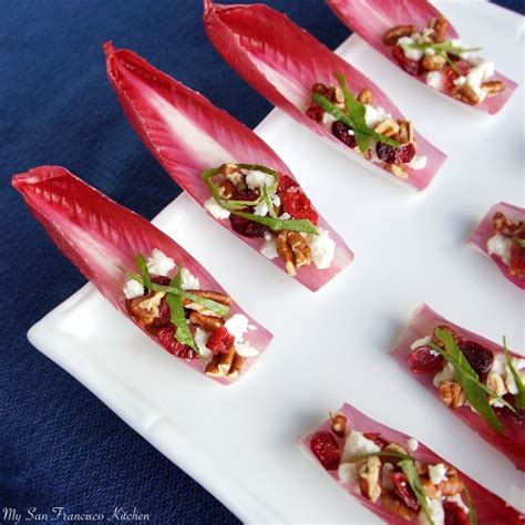 Red Endive with Dried Cranberries, Pecans and Feta Cheese