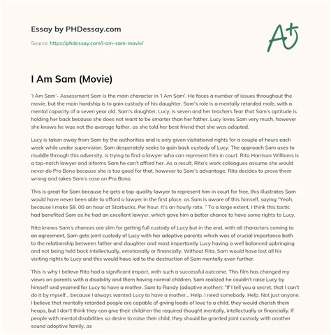 I Am Sam (Movie) Review Essay Example - PHDessay.com