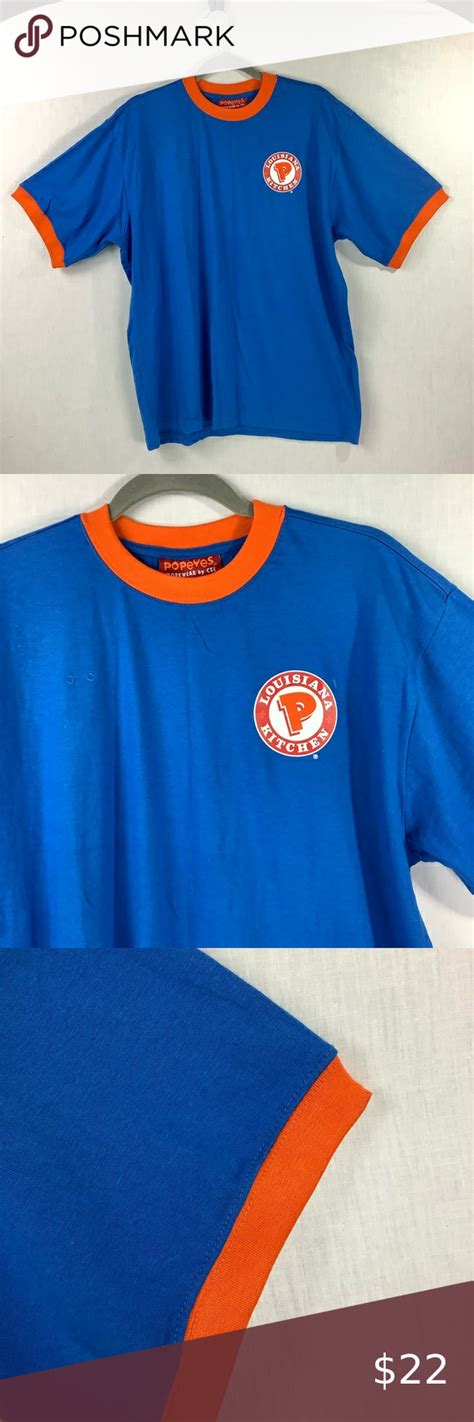 Popeye's Uniform by CSE Men's Blue T-Shirt Employee Uniform Popeye's ...