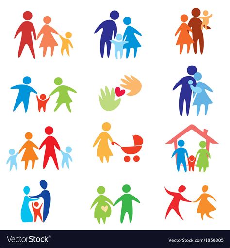 Happy family icons Royalty Free Vector Image - VectorStock