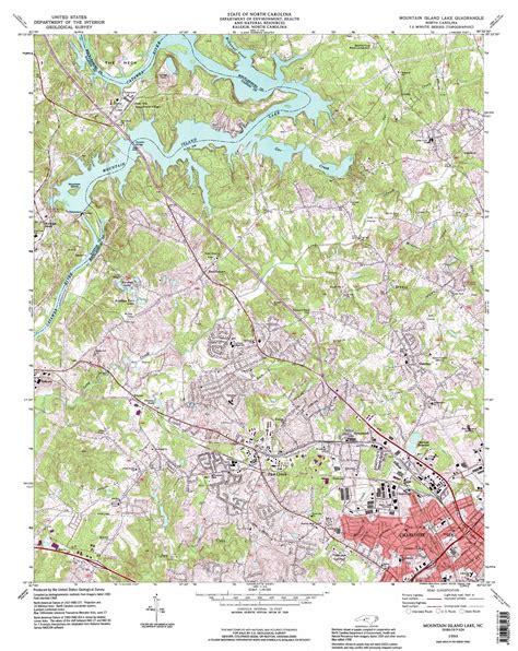 Mountain Island Lake topographic map 1:24,000 scale, North Carolina