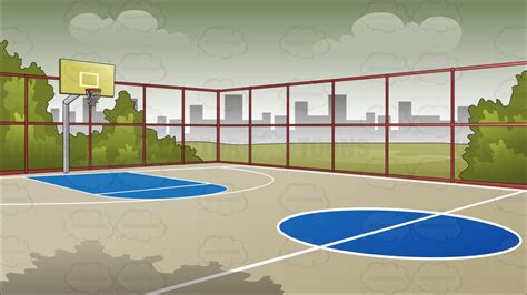 Outdoor basketball court background vector clip art cartoon - WikiClipArt