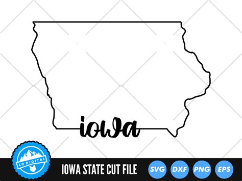 Iowa Outline With Text SVG Files Iowa Cut Files United - Etsy