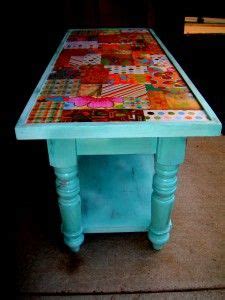 Mod Podge Coffee Table | Diy desk decor, Boho furniture, Painted furniture