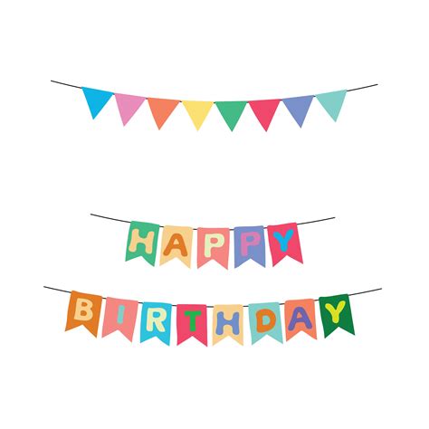 Colorful Birthday Party Flag Banner vector in cartoon style. Birthday ...