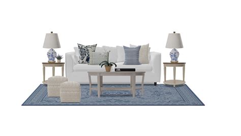 Coastal Living Room with White Sofa | Spacejoy