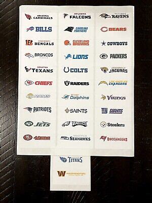 32 Custom NFL Logo & Team Labels For Sport Card Dividers | eBay