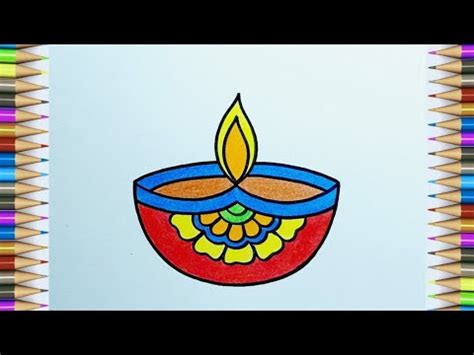 How to Draw Diya Step by Step || Diwali Special Diya Drawing || Diya ...