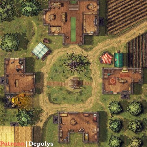 Small Village (30x30) Battlemaps | Fantasy city map, Village map, Fantasy map