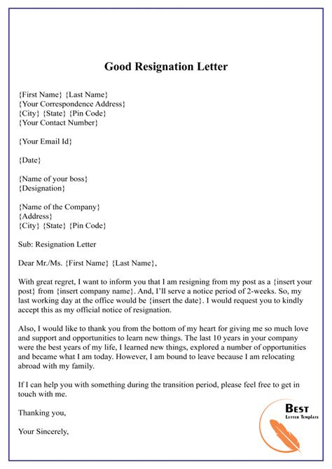 10+ Free Resignation Letter Template - PDF, Word [Doc.]