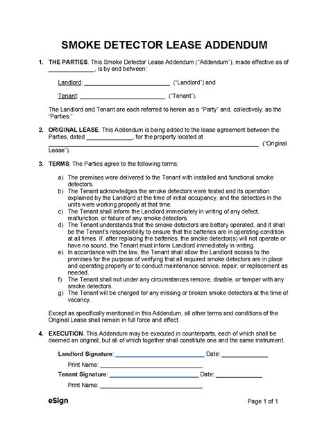 Free Smoke Detector Lease Addendum Template - PDF | Word