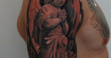 Praying sad angel tattoo on half sleeve | tattoos | Pinterest ...