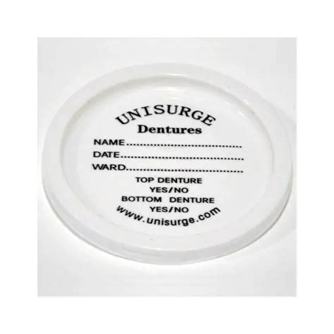 White Denture Printed Lid (Box of 100) | Beaucare Medical Ltd