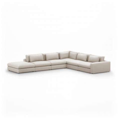 Four Hands Bloor 5pc Sectional Left Arm Facing with Ottoman Natural | Gracious Style