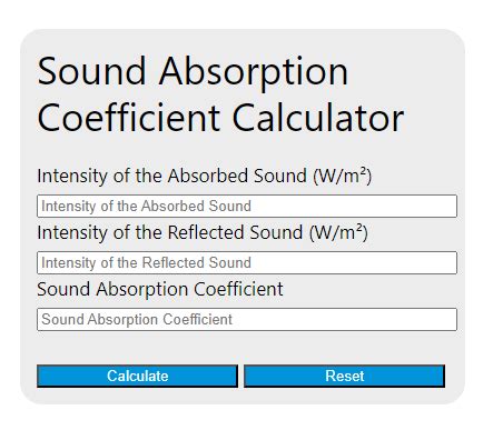 Sound Absorption Coefficient Calculator - Calculator Academy