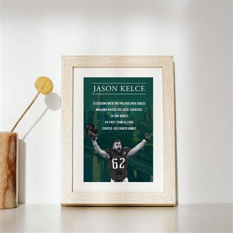 Jason Kelce Career Stats Digital Print Philadelphia Eagles Football Fan ...