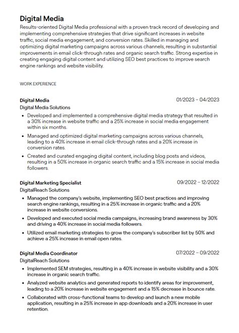 5+ Digital Media Resume Examples [with Guidance]