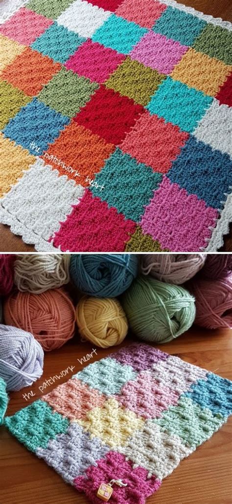 Colorful C2C Crochet Afghan Blocks – 1001 Patterns