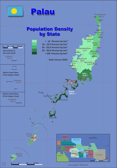 Palau Country data, links and map by administrative structure