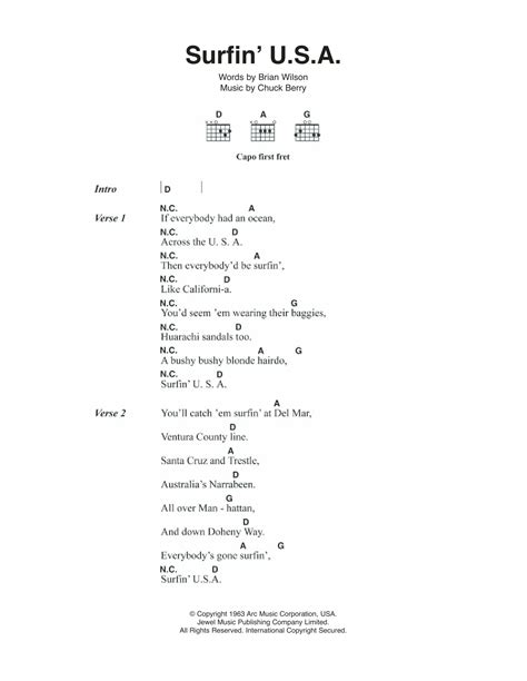 Surfin' U.S.A. by The Beach Boys - Guitar Chords/Lyrics - Guitar Instructor