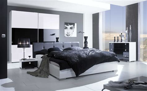 Download wallpapers 4k, bedroom, white and black interior, modern ...