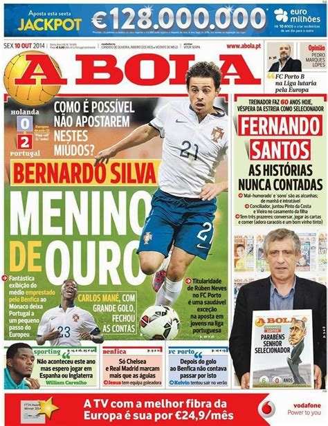 BERNARDO SILVA NEWS: Capa do jornal "A bola" (10/10):