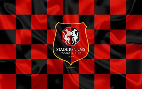 Stade Rennais FC logo, creative art, red black checkered flag, French ...