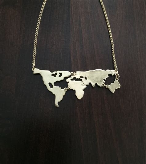 World Map Necklace, World Necklace, World Jewelry, World Map, World ...