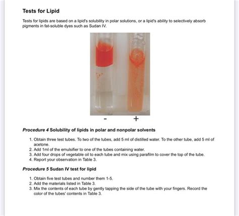 Solved Tests for Lipid Tests for lipids are based on a | Chegg.com