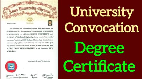 Anna university degree certificate - YouTube