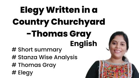 Elegy Written in a Country Churchyard by Thomas Gray Summary and Stanza ...