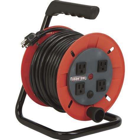 Ironton Manual Wind Extension Cord Reel — 50ft., 14/3, 4 Outlets ...