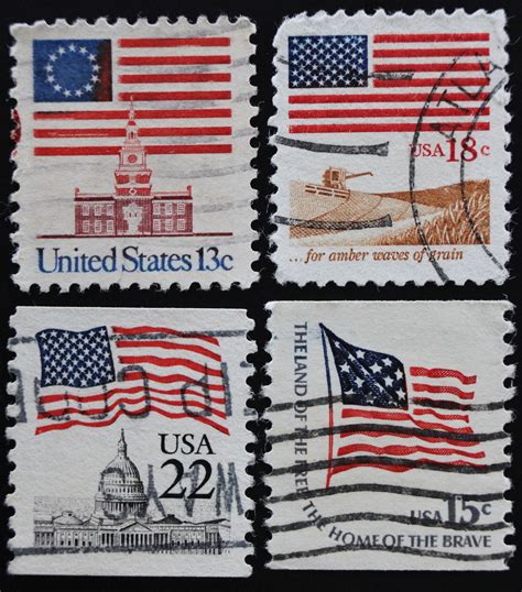 United States Flags Postage Stamp Set // USA Used and | Etsy