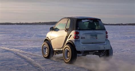 Watch A Lifted Smart Car With Wicked Exhaust Notes Drifting On Thin Ice