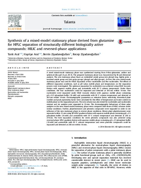 (PDF) Synthesis of a mixed-model stationary phase derived from ...