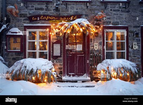 Canada, Quebec Province, Quebec City in winter, Petit-Champlain street ...