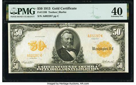 Fr. 1199 $50 1913 Gold Certificate PMG Extremely Fine 40.. The | LotID #53002 | Heritage Auctions