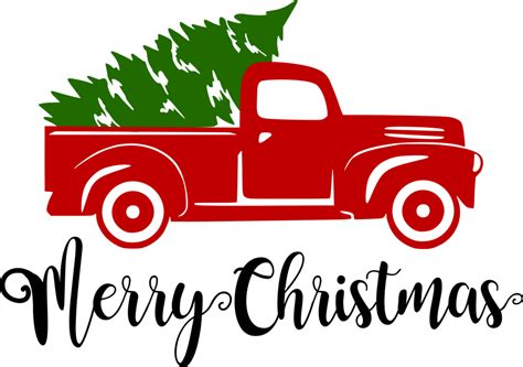 Truck Transparent Christmas - Red Truck With Christmas Tree Svg Clipart - Full Size Clipart ...