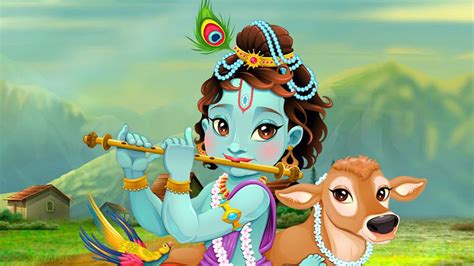 Colorful Little Krishna Cow Animation God HD Krishna Wallpapers | HD Wallpapers | ID #79651