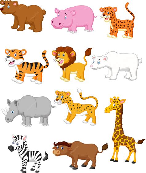 Dibujos animados de animales salvajes | Vector Premium