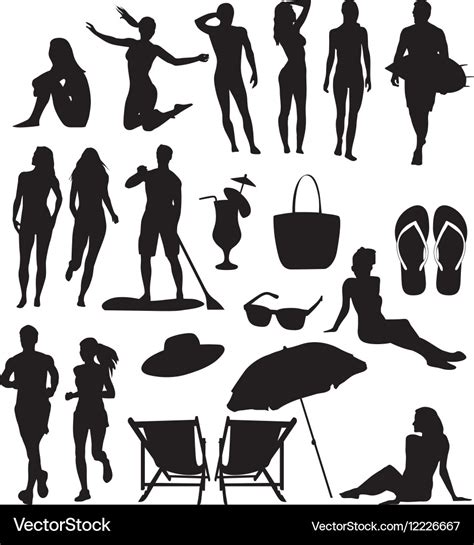 Beach-silhouettes Royalty Free Vector Image - VectorStock