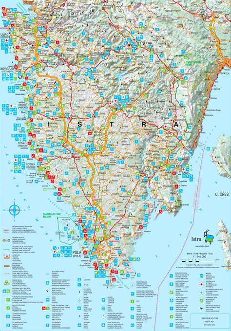 Detailed tourist map of Istria