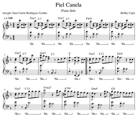 Piel Canela – Partitura Piano