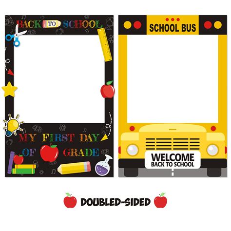 Buy Back to School Photo Booth Frame Welcome First Day of School Selfie Photo Props for New ...