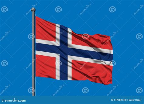 Flag of Bouvet Island Waving in the Wind Against Deep Blue Sky Stock ...