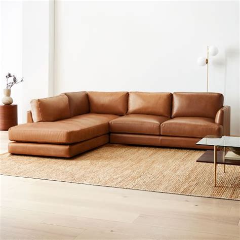 Haven Leather 2-Piece Bumper Chaise Sectional (108") | West Elm