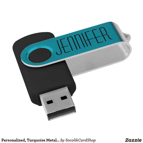 Personalized, Turquoise Metallic USB Flash Drive | Zazzle.com | Usb ...