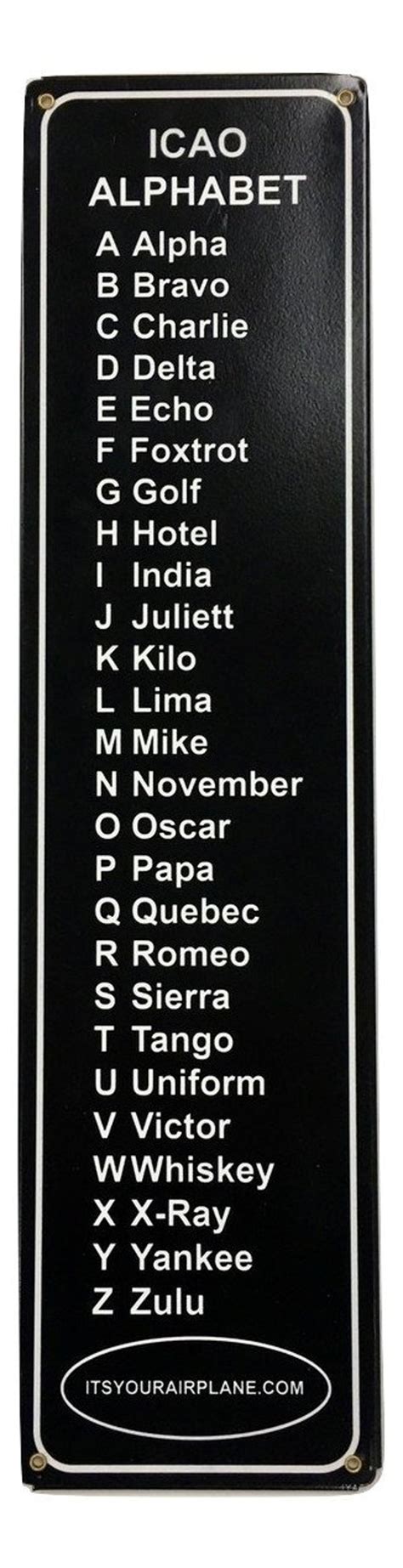 ICAO Phonetic Alphabet Metal Sign SIG-0206 - Etsy